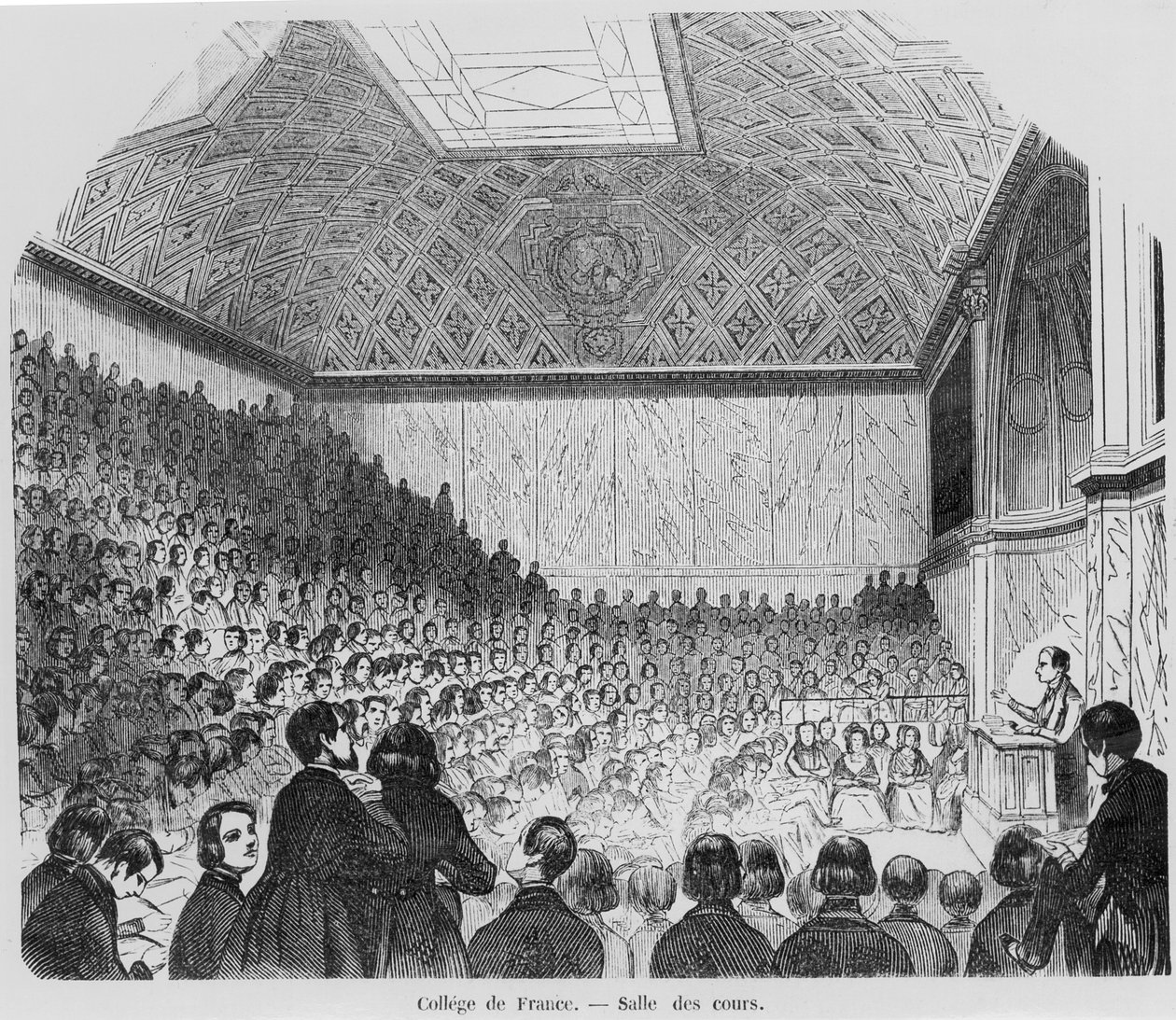 Lecture Theatre of College de France, fra Tableaux de Paris av E. Texier, 1852 av French School
