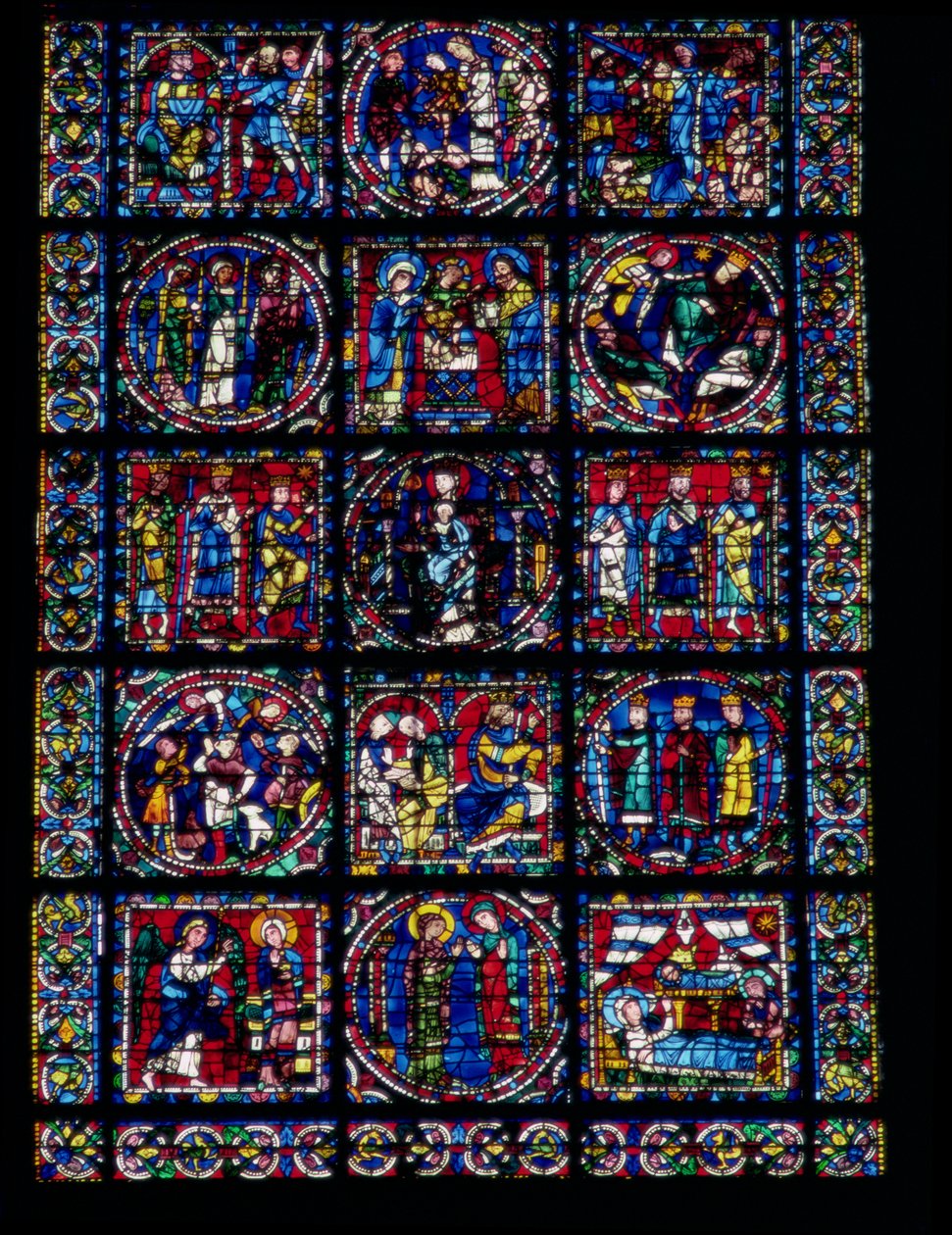 The Life of Christ, New Testament Cycle, nedre halvdel av vinduet, ca.1145-50 av French School