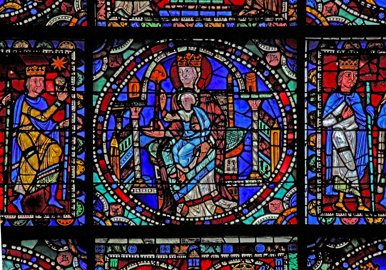 The Life of Christ-vinduet: Jomfruen og barnet (w50) av French School