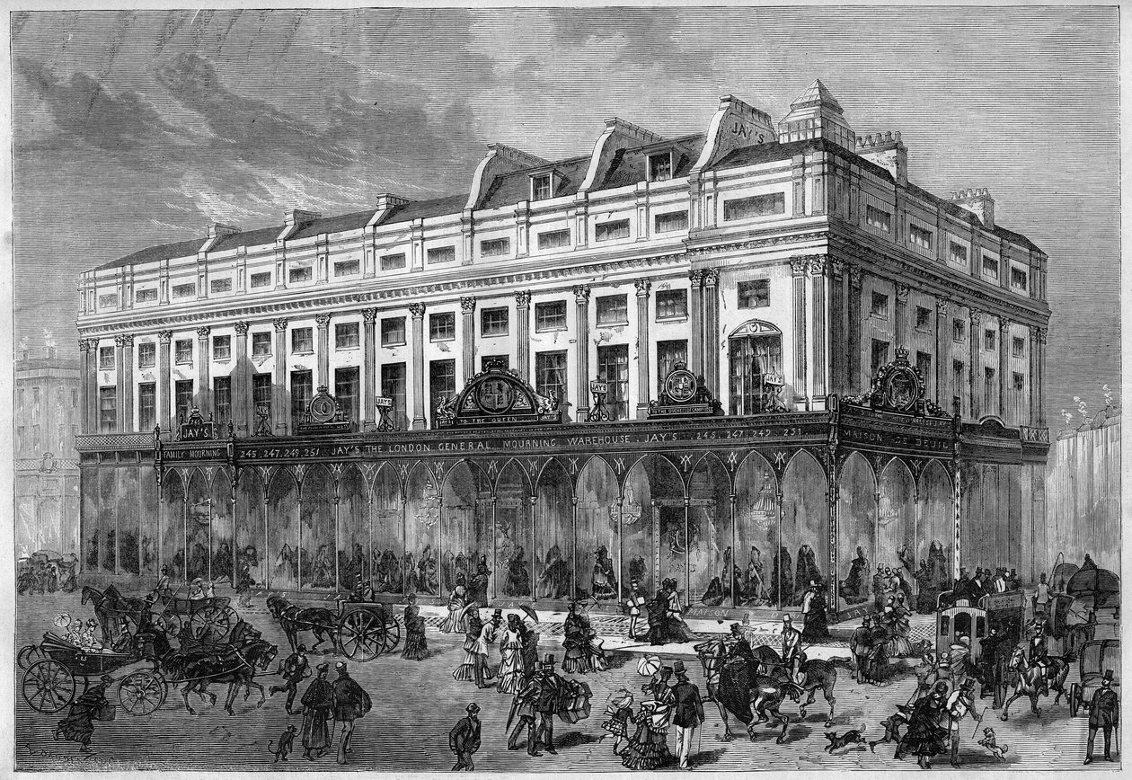 London General Mourning Warehouse, en "sorgbutikk" i William Jay and Co. House som ligger på Regent Street i London av French School