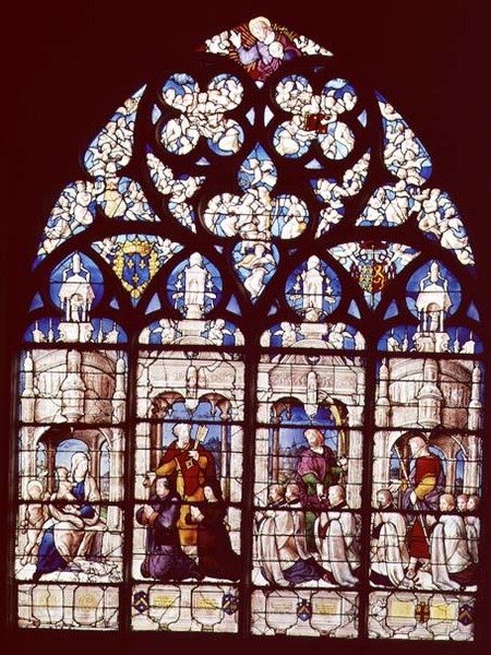 Madonnaen og barnet med døperen Johannes, St. Peter presenterer Pierre Tullier, majoren av Bourges, og hans kone for Jomfruen, St. John presenterer Jean, Francois og Pierre Tullier, grunnlegger o av French School