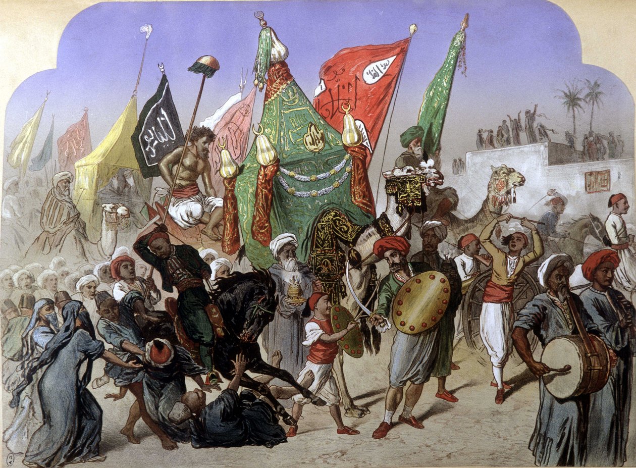 The Mahmal: Return of the Sacred Rug of Mekka - i "" Modern Egypt"", av Henri de Monte, v.1870 av French School