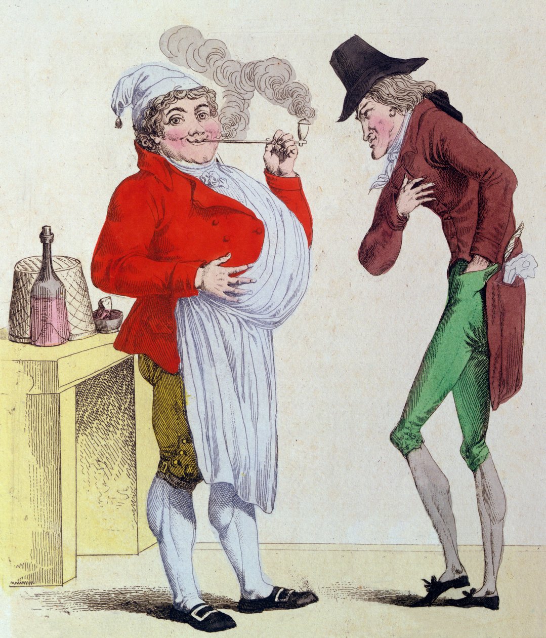 Mannen uten bekymring og mannen uten penger, mai 1815 (fargegravering) av French School