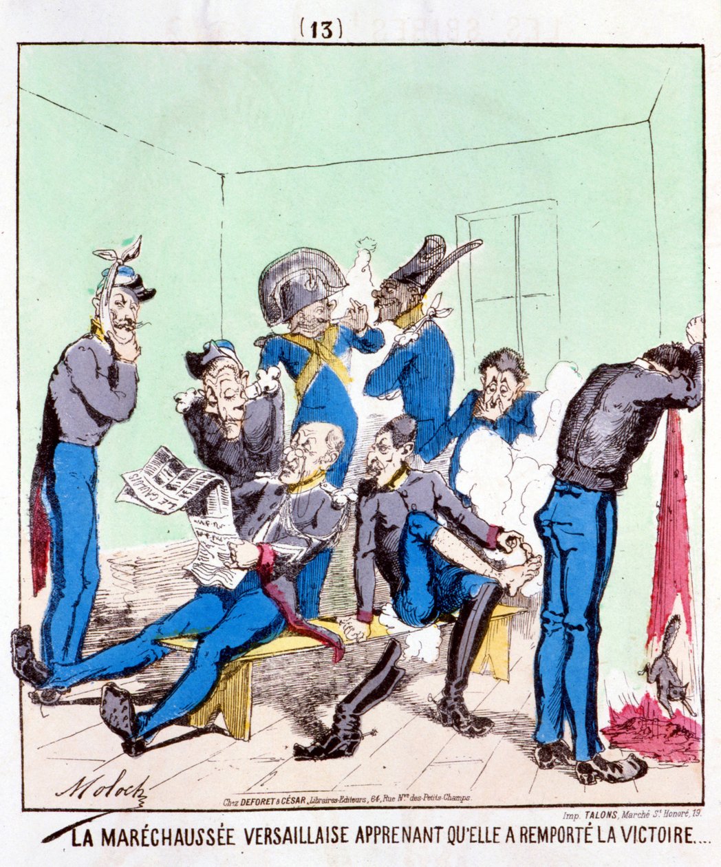 Maréchaussée Versailles får vite at hun vant seieren... Tegneserie om Paris-kommunen, rundt 1870. av French School