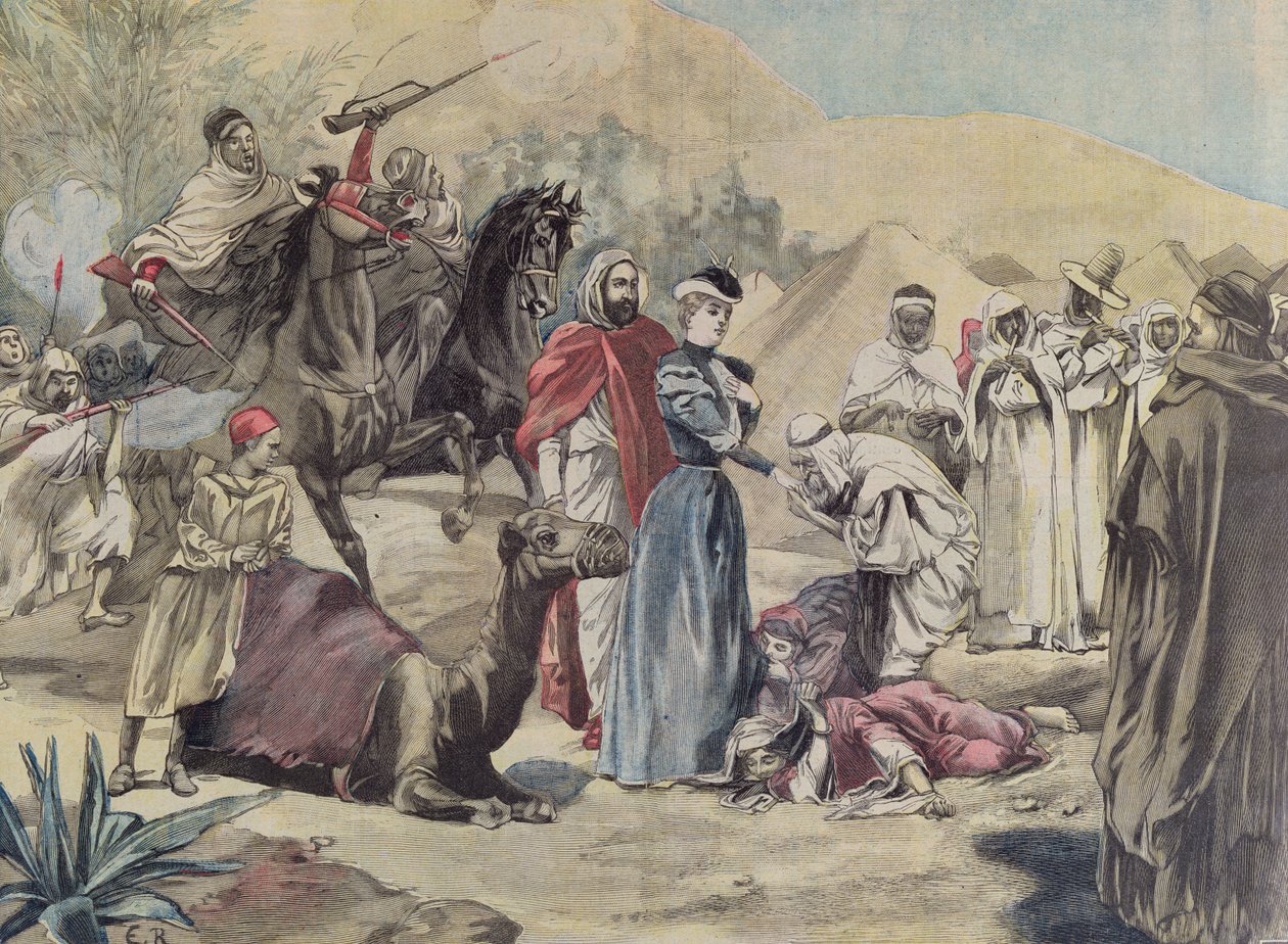 Ekteskapet mellom en europeisk kvinne med en arabisk høvding, fra Le Petit Journal, 1899 av French School
