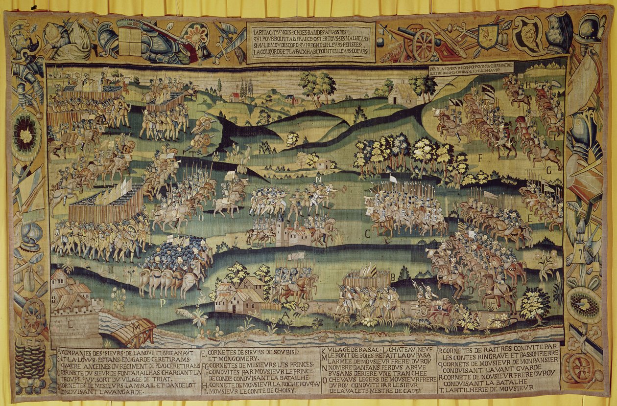 Møtet mellom de to hærene i slaget ved Jarnac, 13. mars 1569 av French School