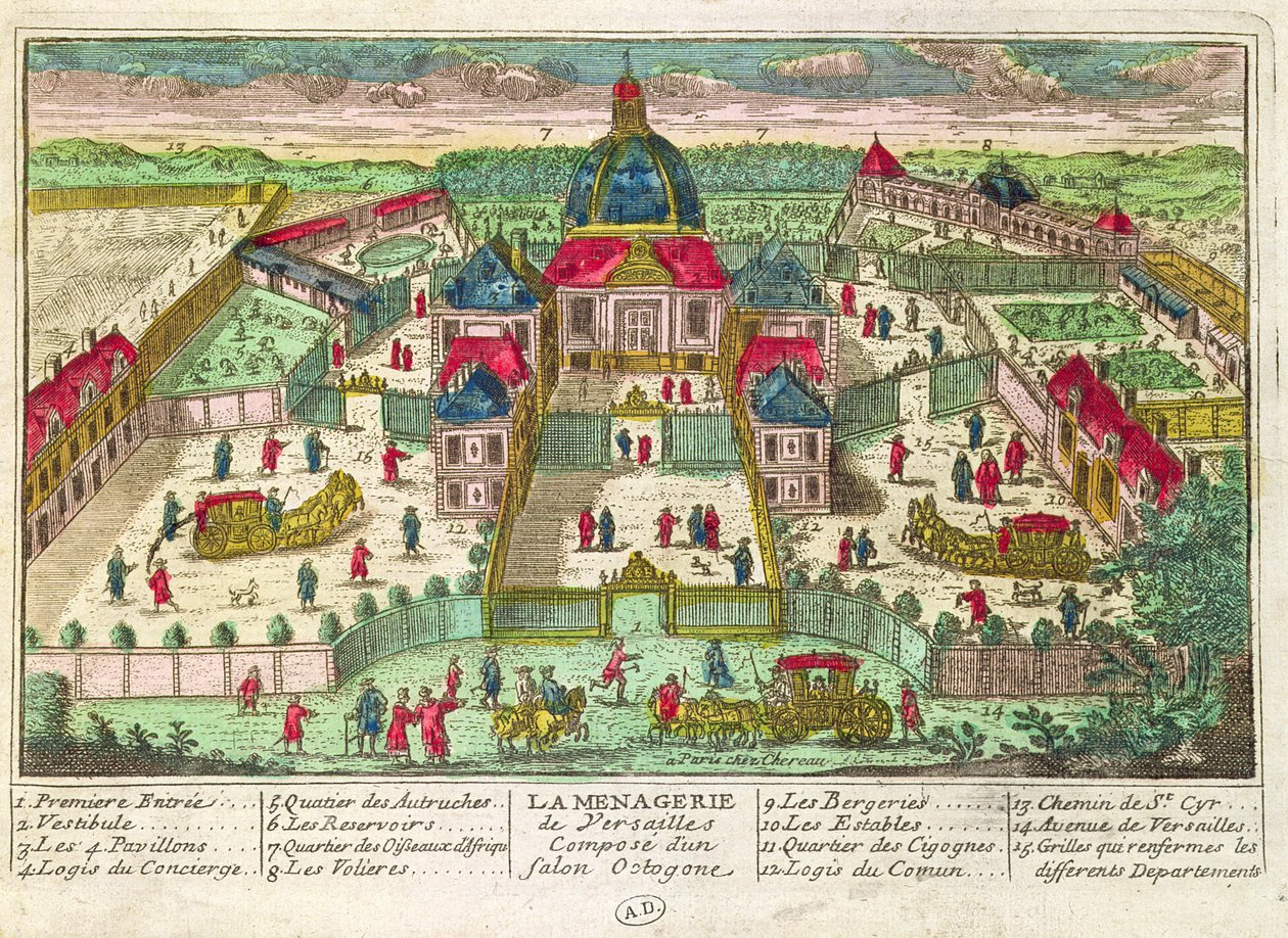 Menasjeriet og den åttekantede salongen i Versailles av French School