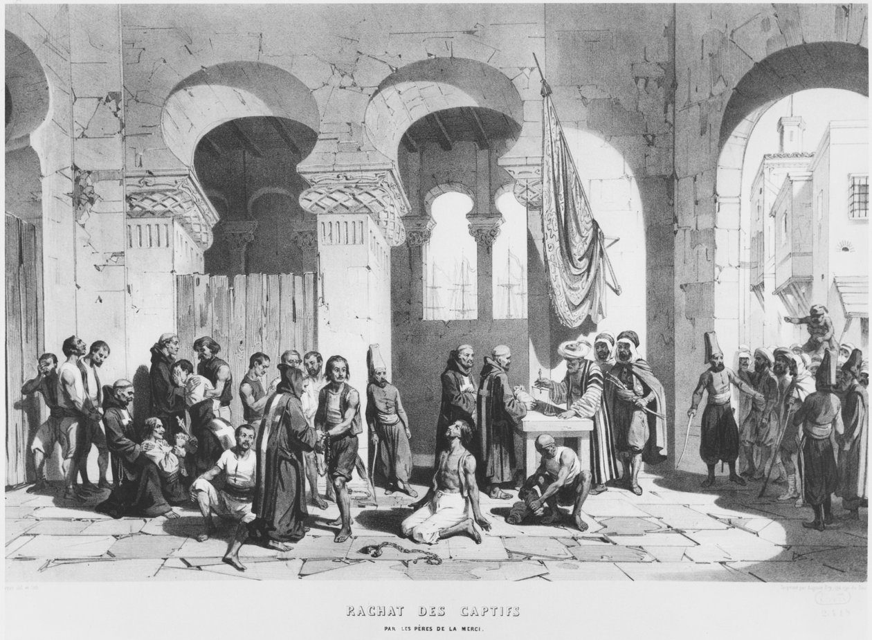 Mercy Fathers løser de fangene i Algerie, ca. 1830-40 av French School