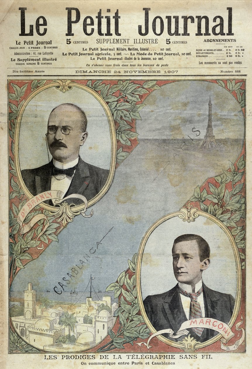 The Miracles of the Telegraphic System, illustrasjon fra Le Petit Journal, 24. november 1907 av French School