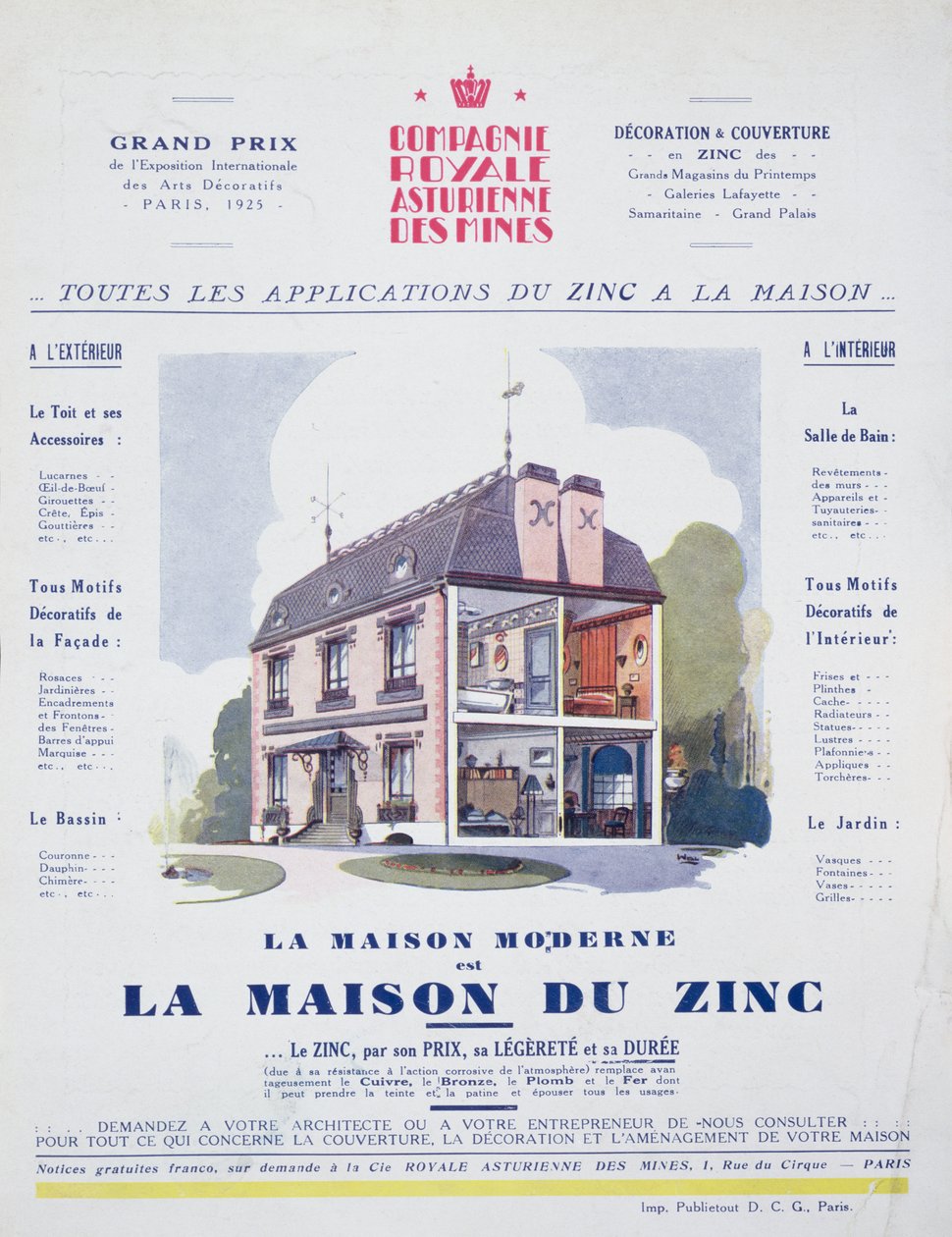 The Modern House er et sinkhus, annonse fra magasinet LArt Menager, mai 1927 av French School