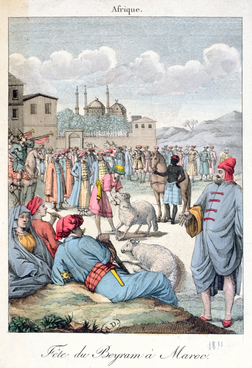 Den muslimske festivalen i Eid-el-Kabir i Marokko, 1811 av French School