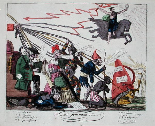 Avisene fra mai 1815 (farget gravering) av French School