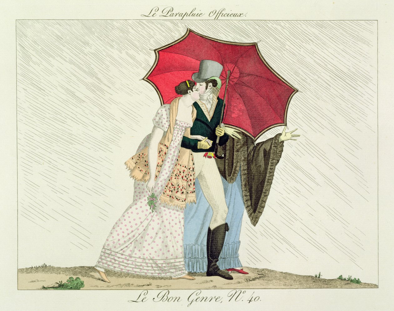 The Obliging Umbrella, plate 40 fra Le Bon Genre av French School