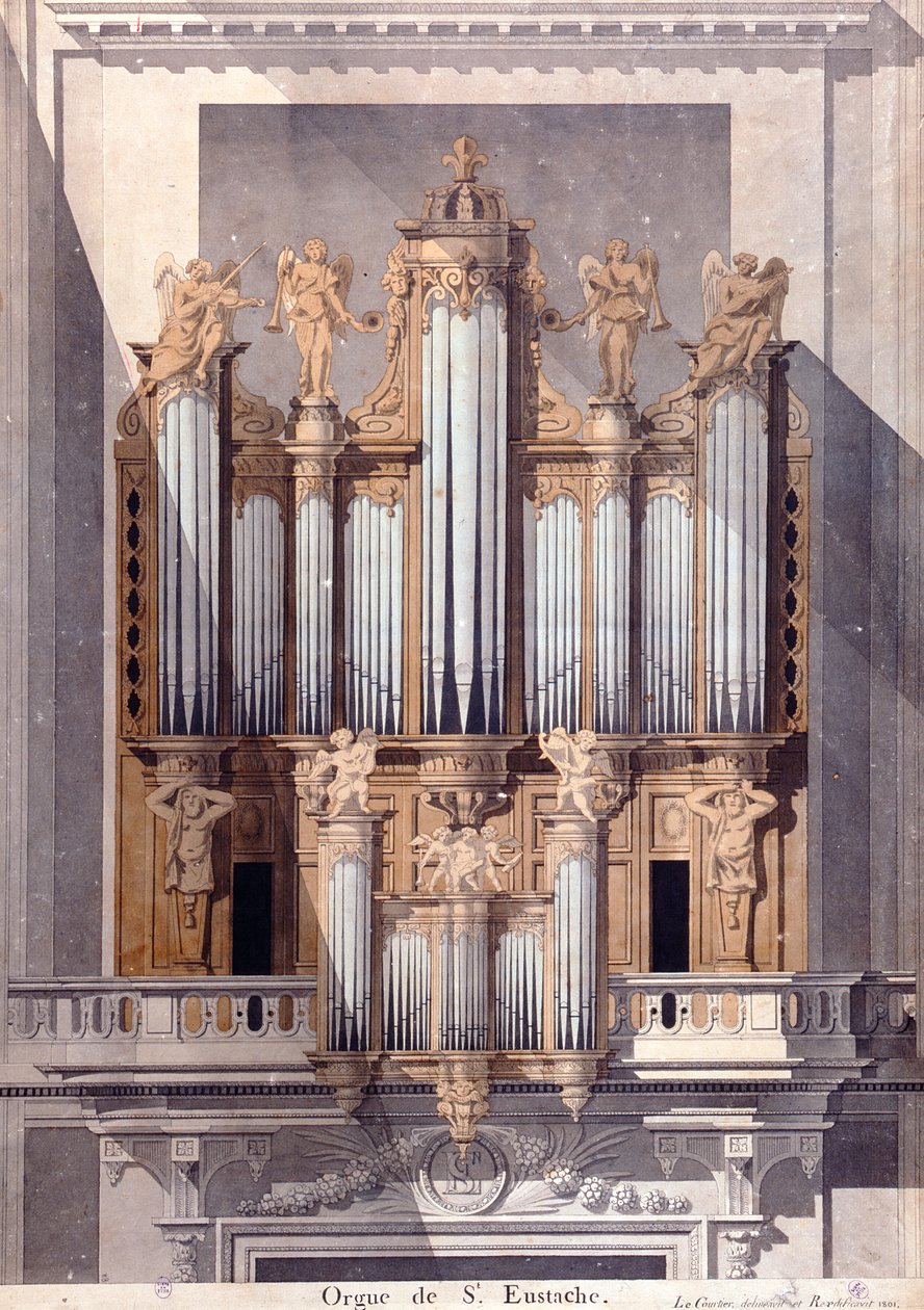 The Organ of Saint-Eustache, 1801 (wc på papir) av French School