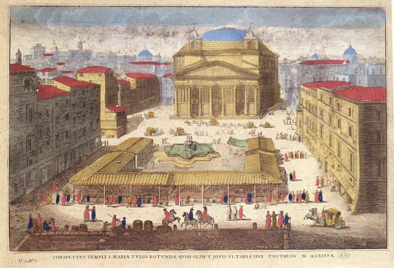 Pantheon, Roma (fargegravering) av French School