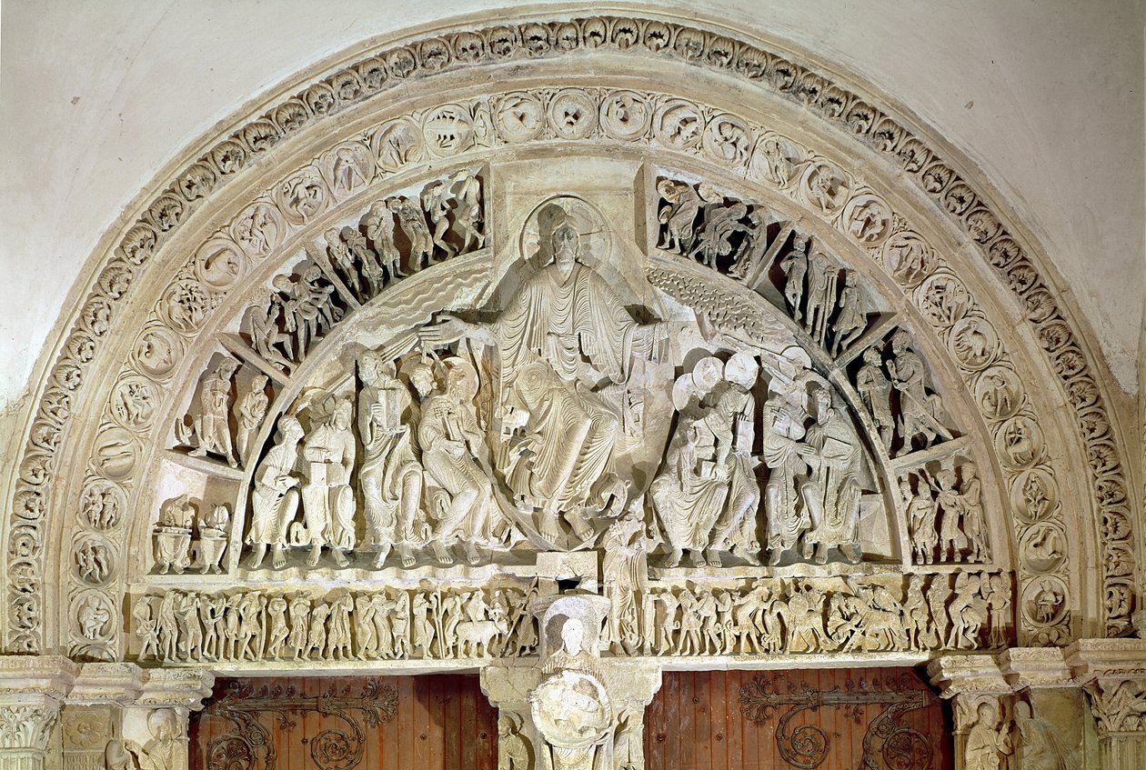 Pinsen, fra tympanumen til sentralportalen, ca.1120 av French School