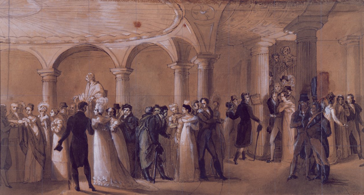 Peristyle ved Theatre Francais, ca. 1822 av French School