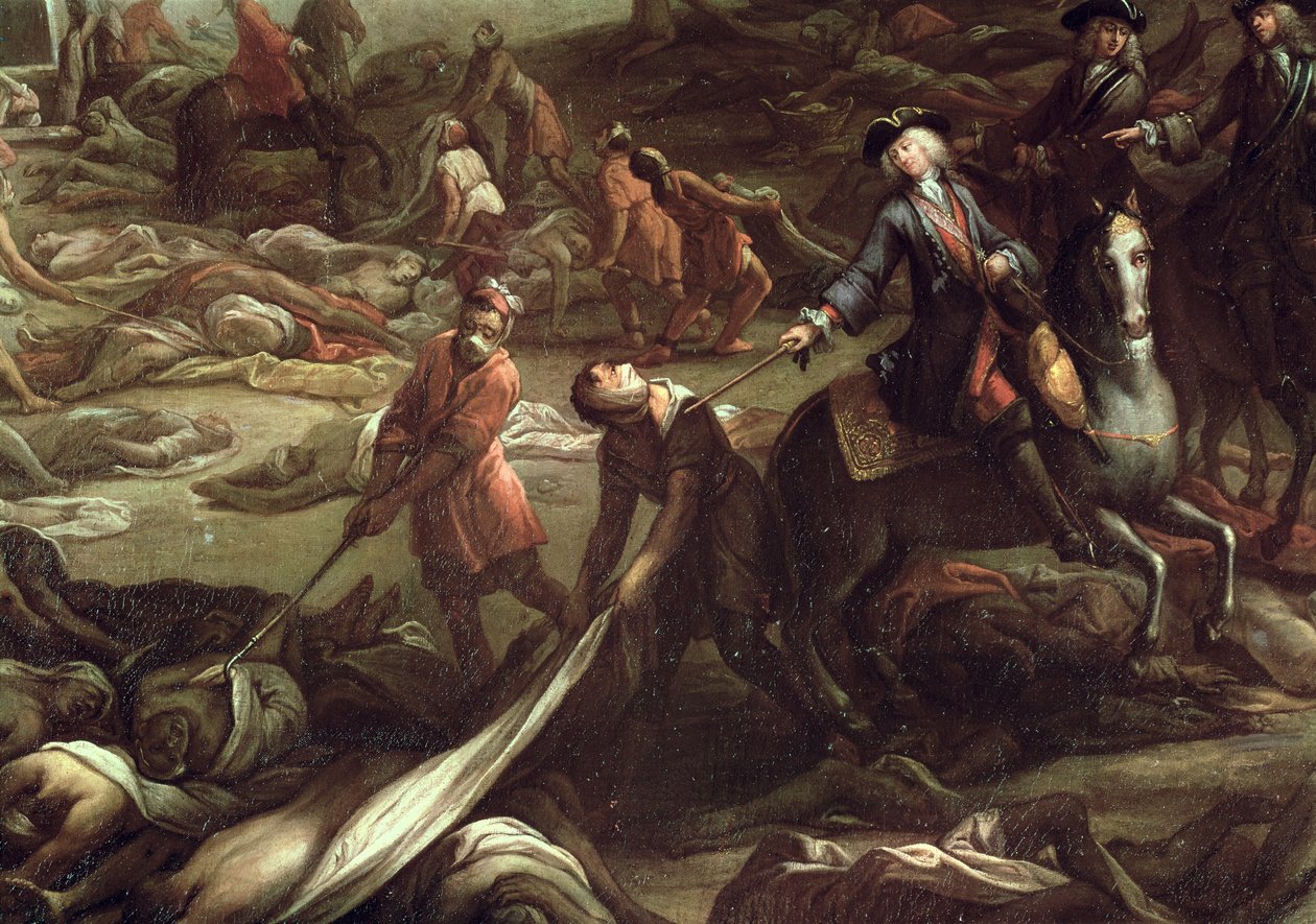 Pesten i Marseille i 1720 (olje på lerret) (detalj) av French School
