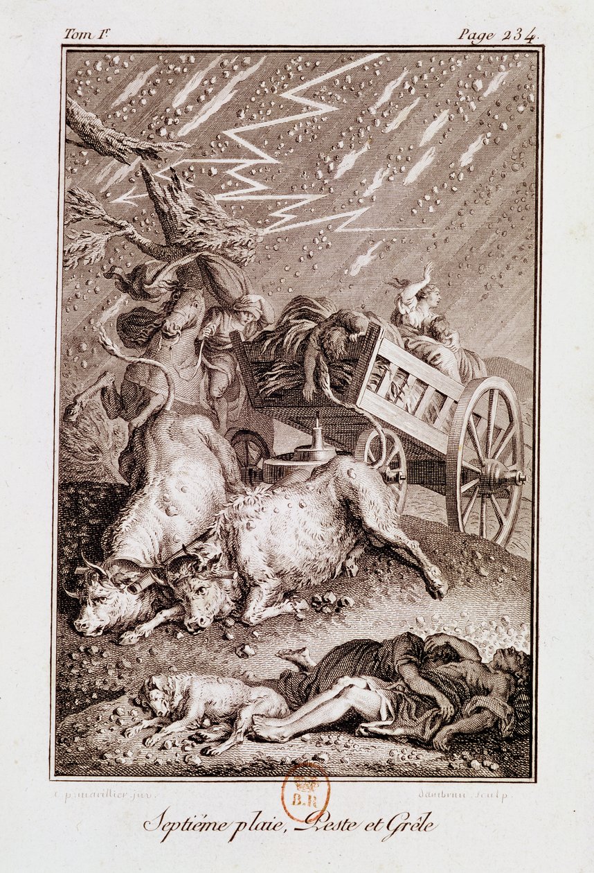 The Plagues of Egypt: The Plagues of Diseased Cattle, Boils and Hail, fra 