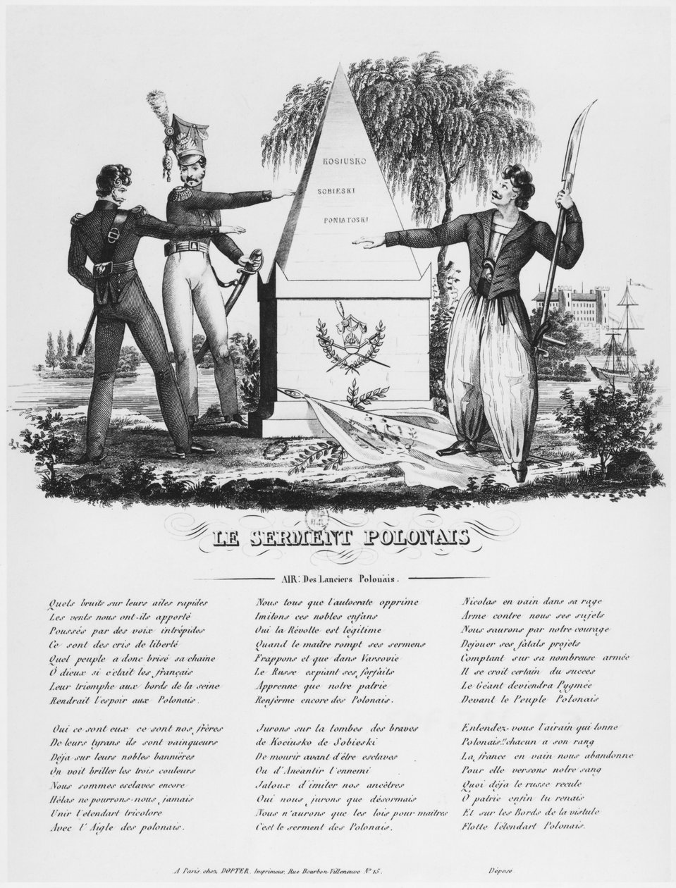 Den polske eden, sang til de polske lanserne, ca. 1830 av French School