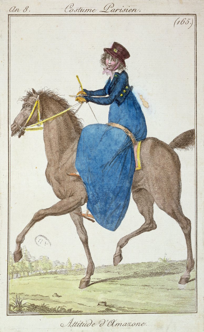 The Pose of the Amazon, moteplate fra Costumes Parisiens, 1800 av French School