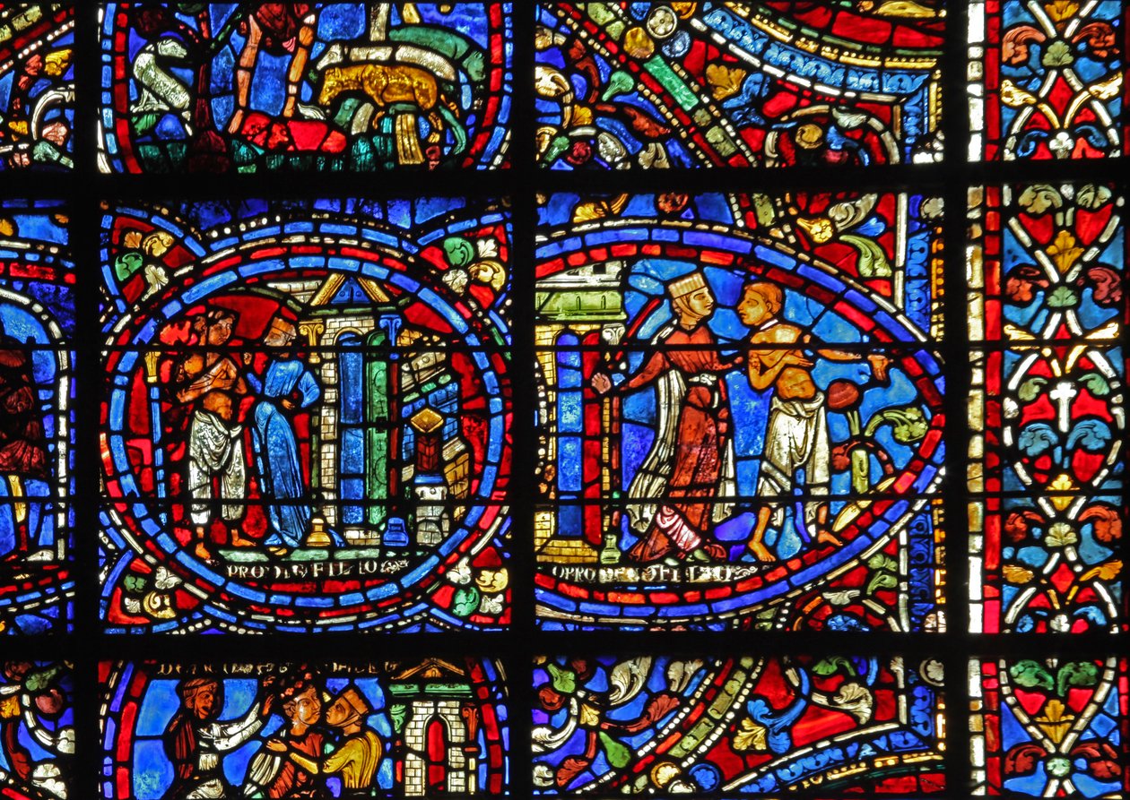 The Prodigal Son-vinduet: en kurtisane kaster ham ut (w35) av French School