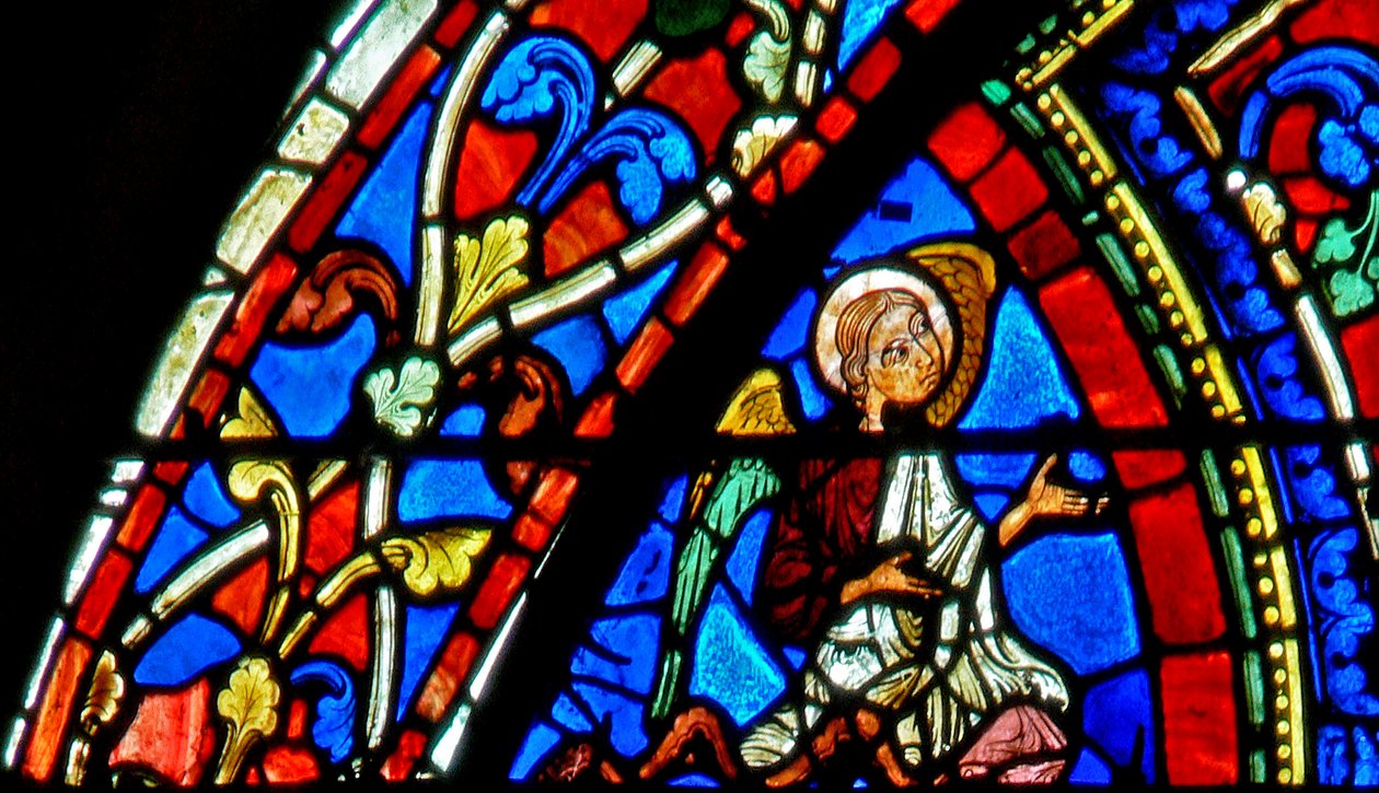 The Prodigal Son-vinduet: en engel (w35) av French School