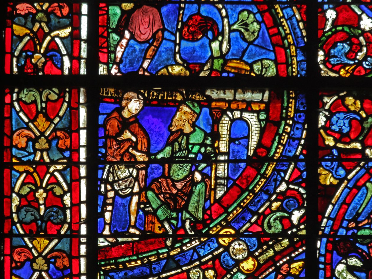 The Prodigal Son-vinduet: ber om arbeid (w35) av French School