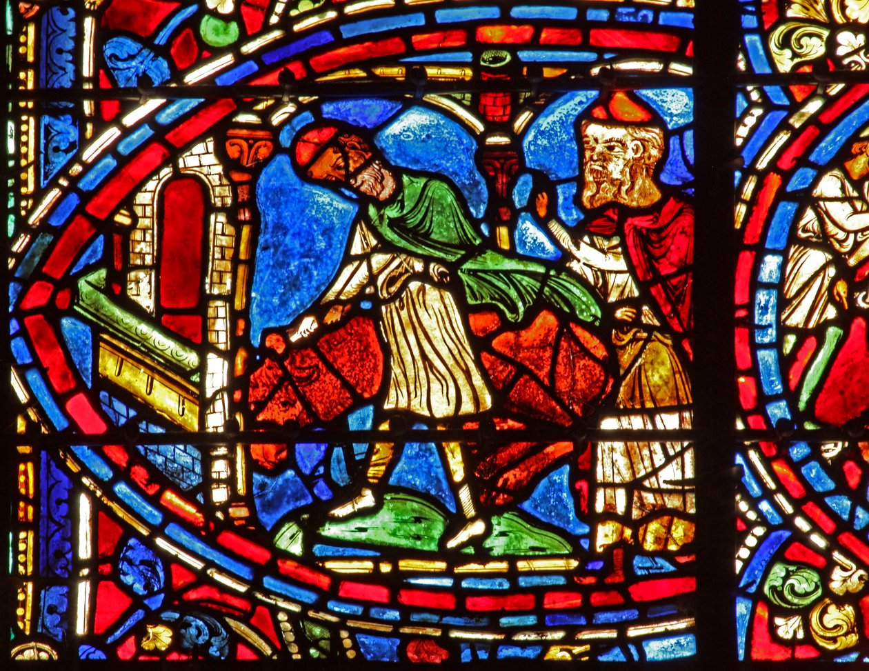 The Prodigal Son-vinduet: den fete kalven blir drept (w35) av French School
