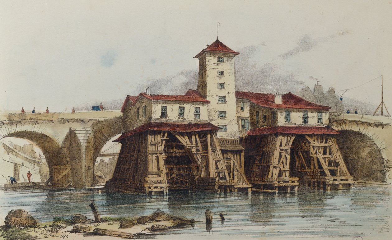 Pumpen til Pont Notre Dame, 1836 av French School