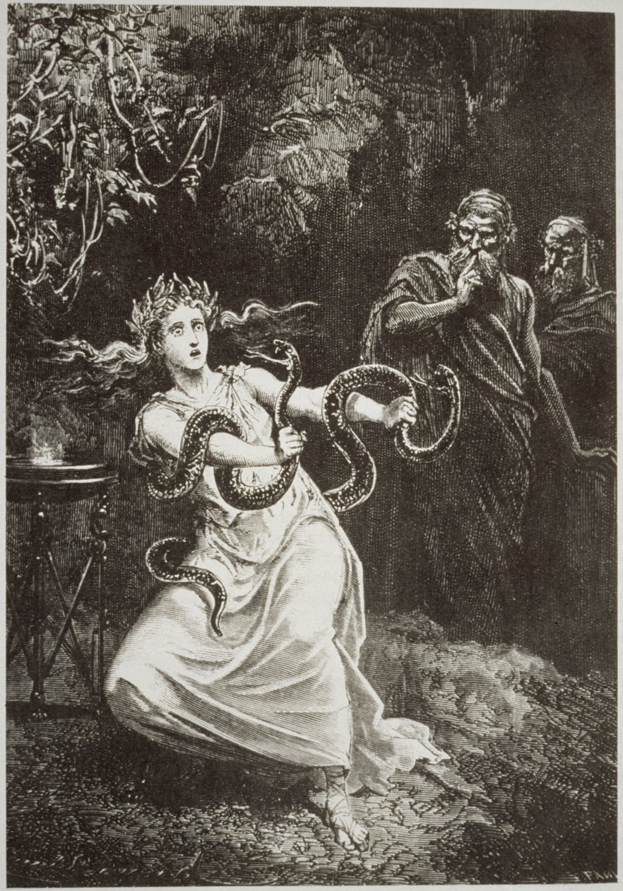 Pythia, fra LHistoire de la Magie av Paul Christian, illustrert i History of Magic, utgitt sent på 1800-tallet av French School