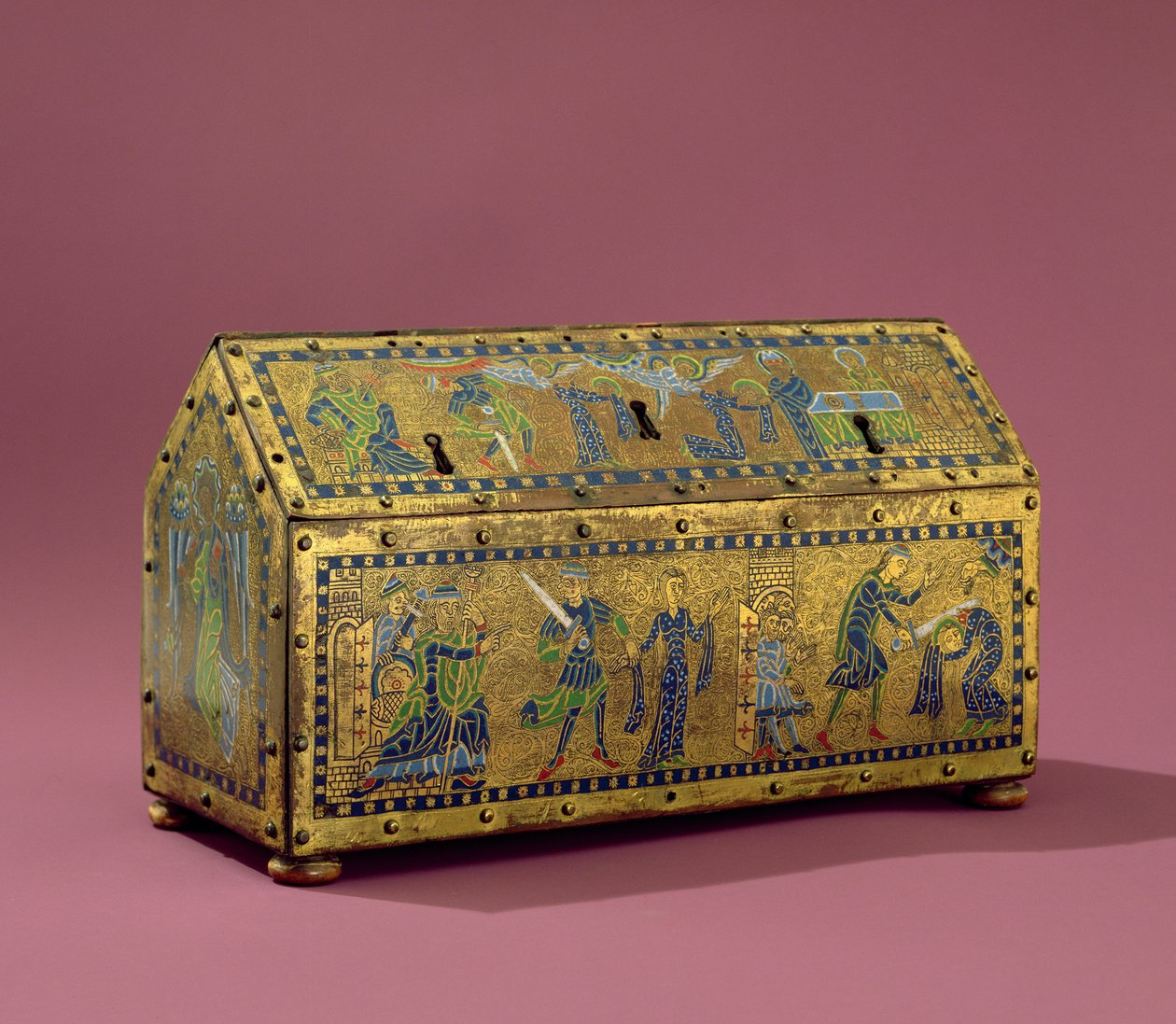 Relikvieskrinet i St. Valerie, Limoges, ca. 1170 (kobber og emalje) av French School