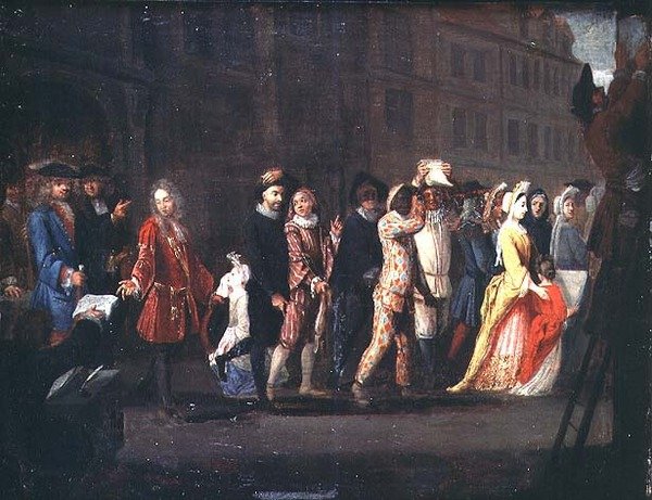 The Return of the Comediens etter undertrykkelsen av Comedie Italienne, 1697 av French School
