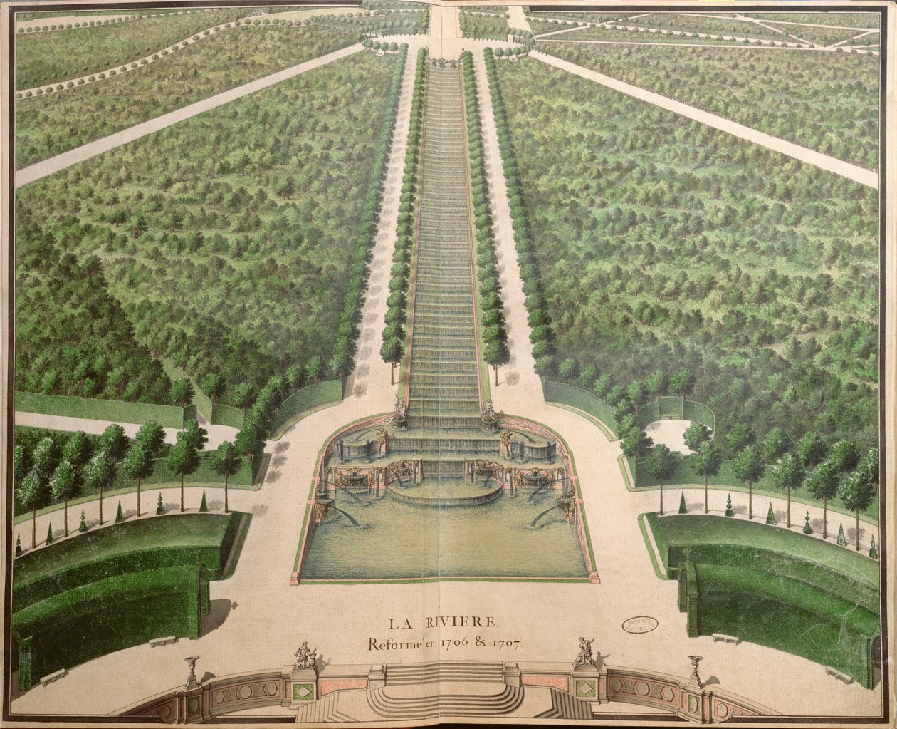 The River, ombygd 1706-07, fra "Gardens of Marly", tidlig på 1700-tallet av French School