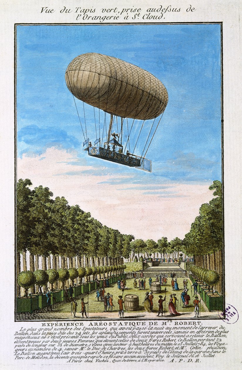 Robert Airship over Saint Cloud, Paris, 15. juli 1784 av French School
