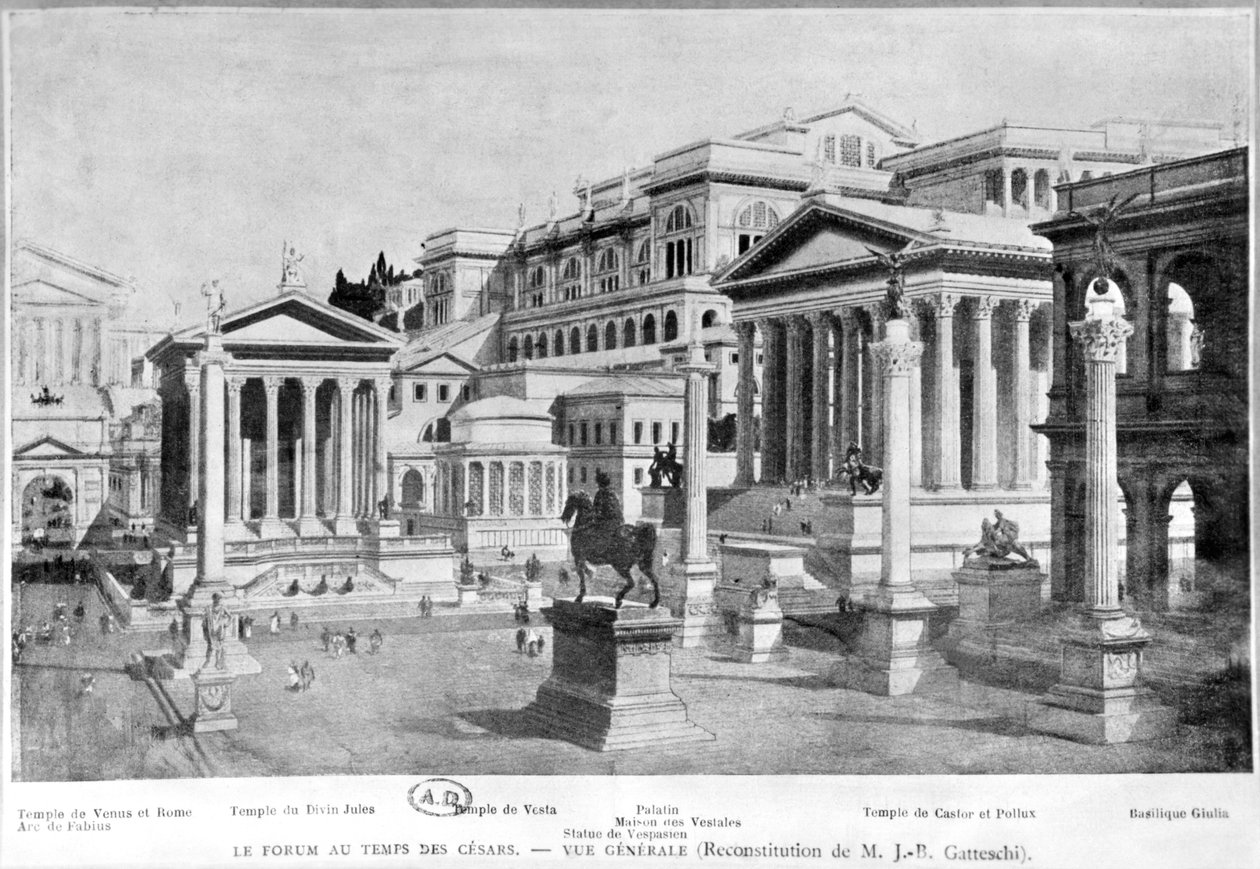 Det romerske forum for antikken, rekonstruksjon av Giambattista Gatteschi av French School