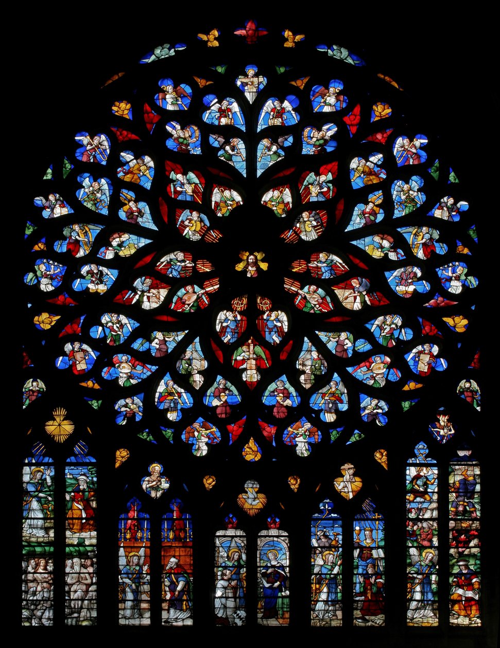 Rose de Paradis med englemusikere, før 1520 av French School