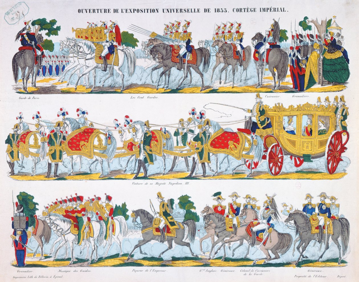 Royal Cortege ved innvielsen av Exposition Universelle i 1855 av French School