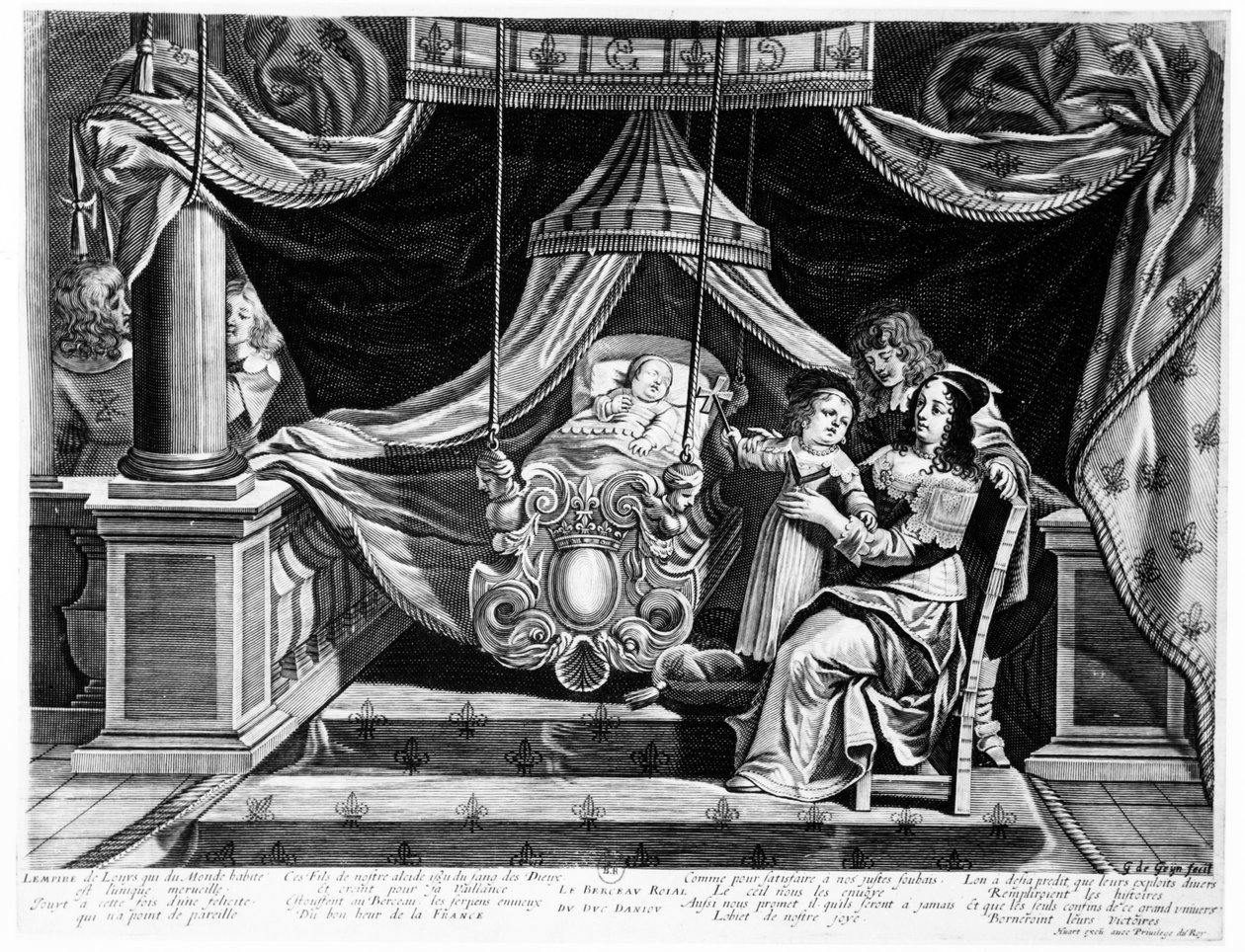 Den kongelige barnesengen til hertugen av Anjou, ca. 1641 av French School