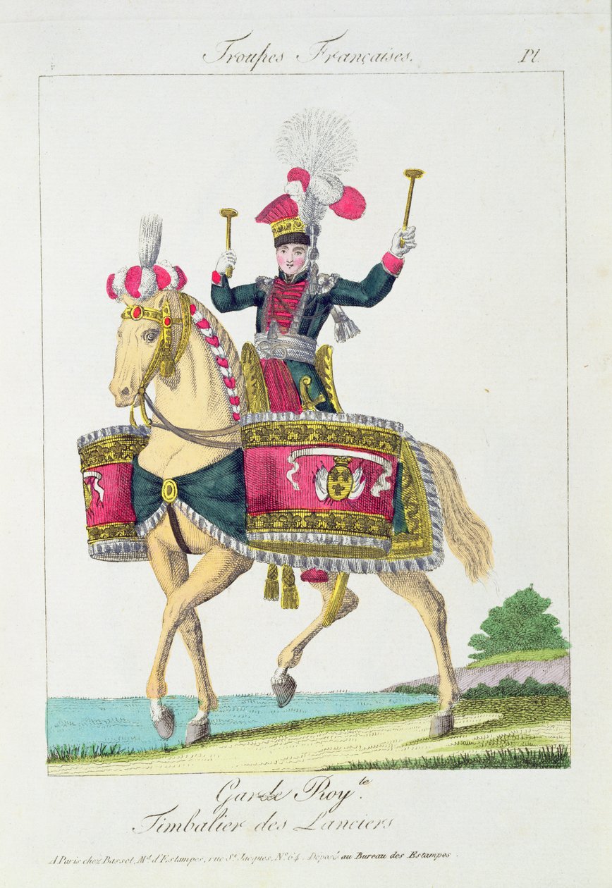 The Royal Guard: a Kettledrummer of the Lancers, tallerken fra franske tropper av French School