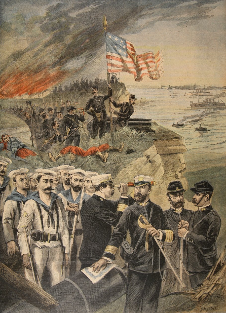 Den spanske amerikanske krigen: landing ved Guantanamo, illustrasjon fra Le Petit Journal: Supplement illustre, 1898 av French School