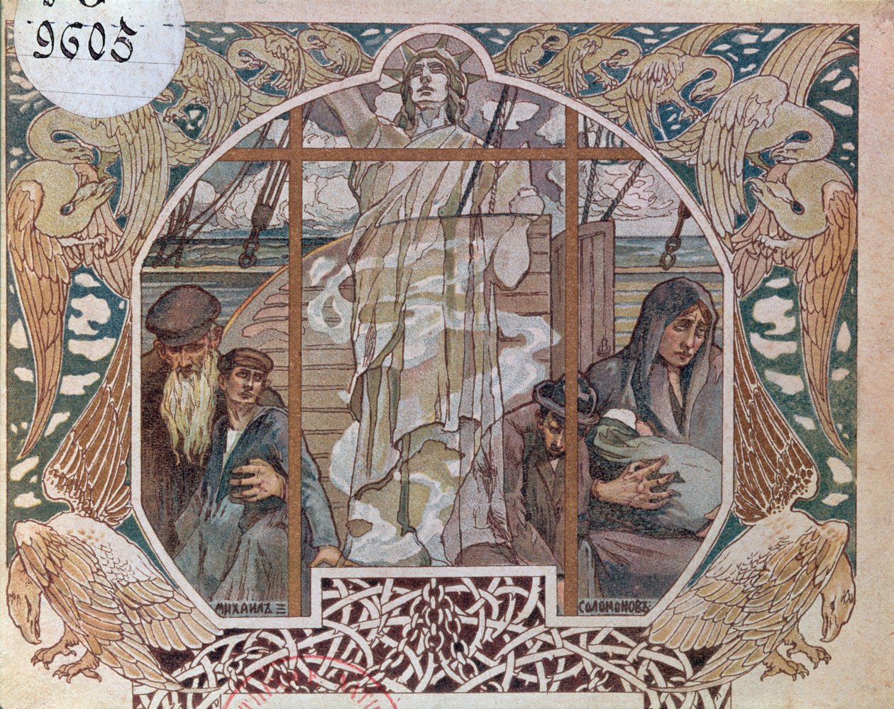 The Spirit of Liberty as the Only Hope, omslagsillustrasjon fra Au dela de lOcean, 1909 av French School