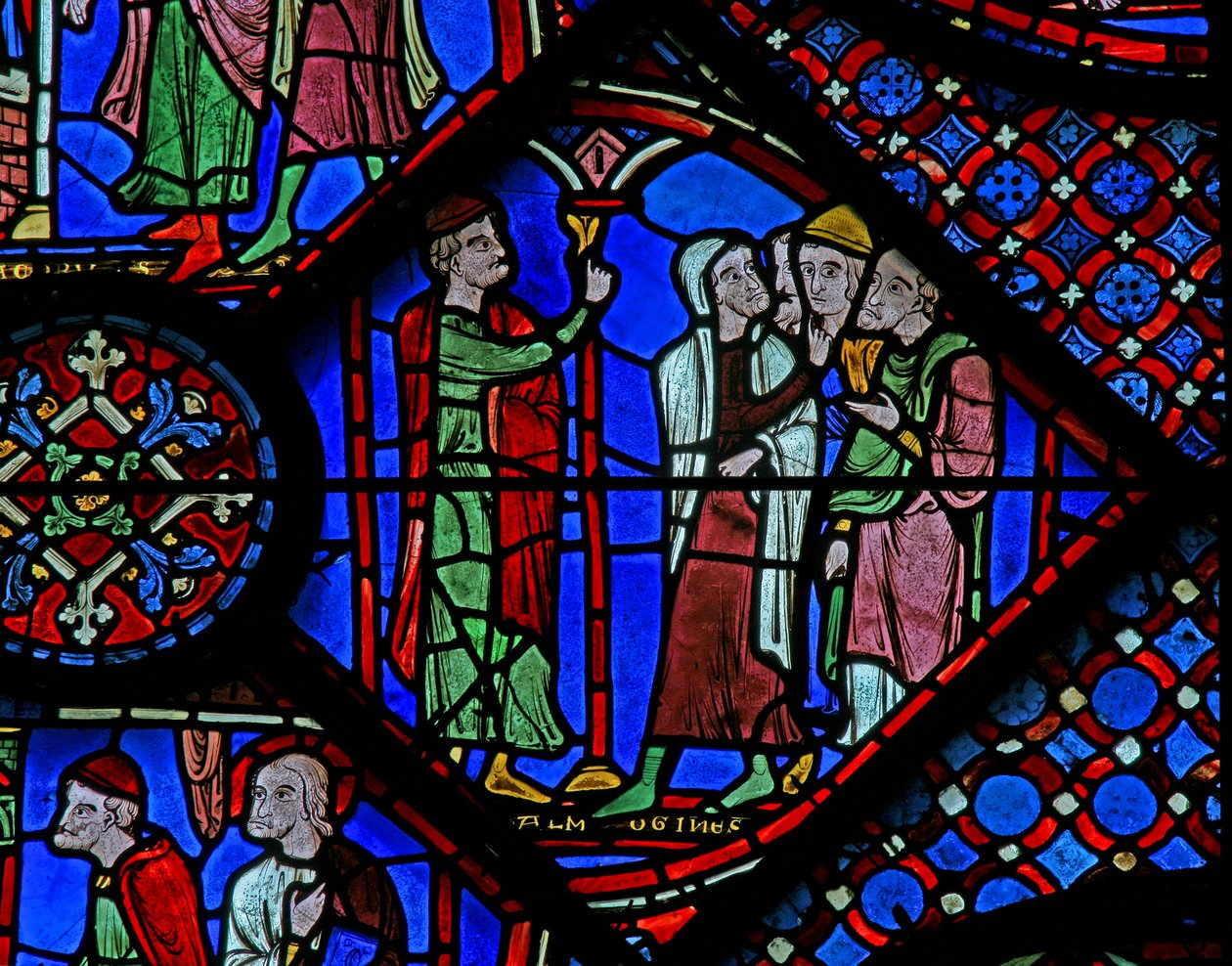 The St James Window: Almogenes (Hermogines) henvender seg til adeptene sine (w5) av French School