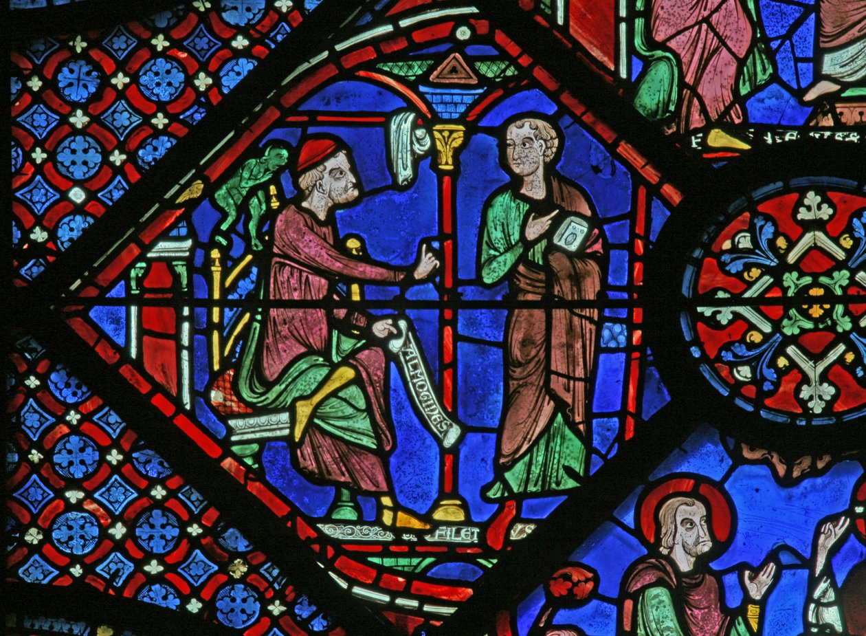 St James Window: Magikeren Almoniges (Hermoniges) sender sin disippel Filetus til St James (w5) av French School