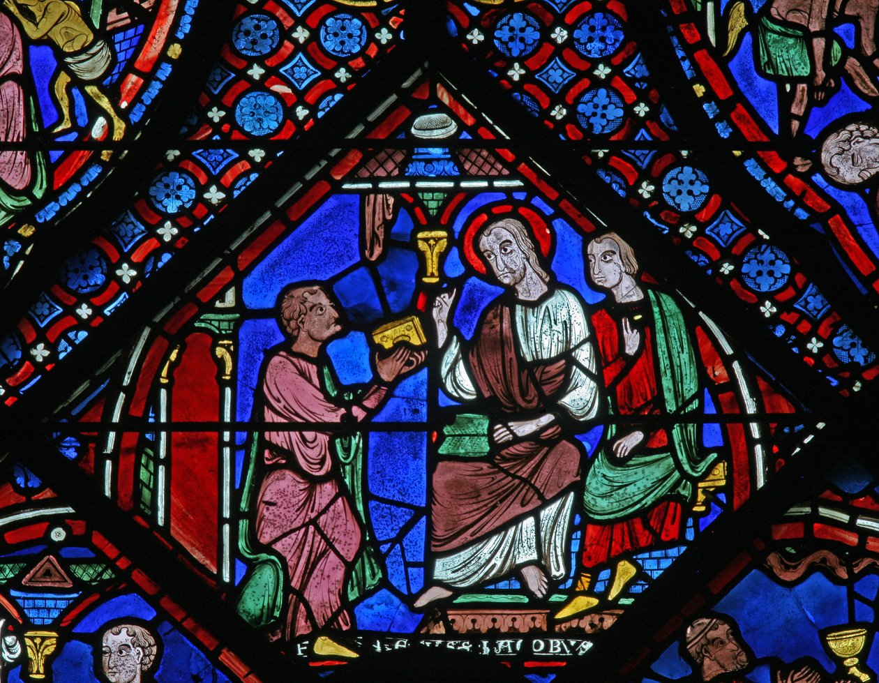 The St James Window: han møter Filetus med sin magiske bok (w5) av French School