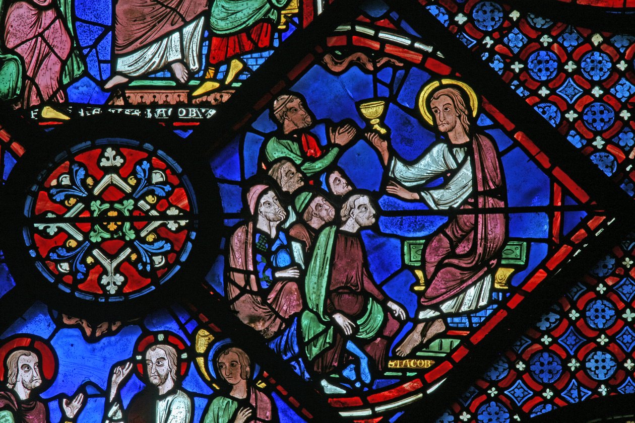The St James Window: han forkynner i synagogen (w5) av French School