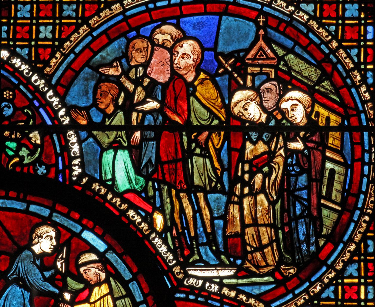 St Lubin-vinduet: en prosesjon forlater en kirke (w45) av French School
