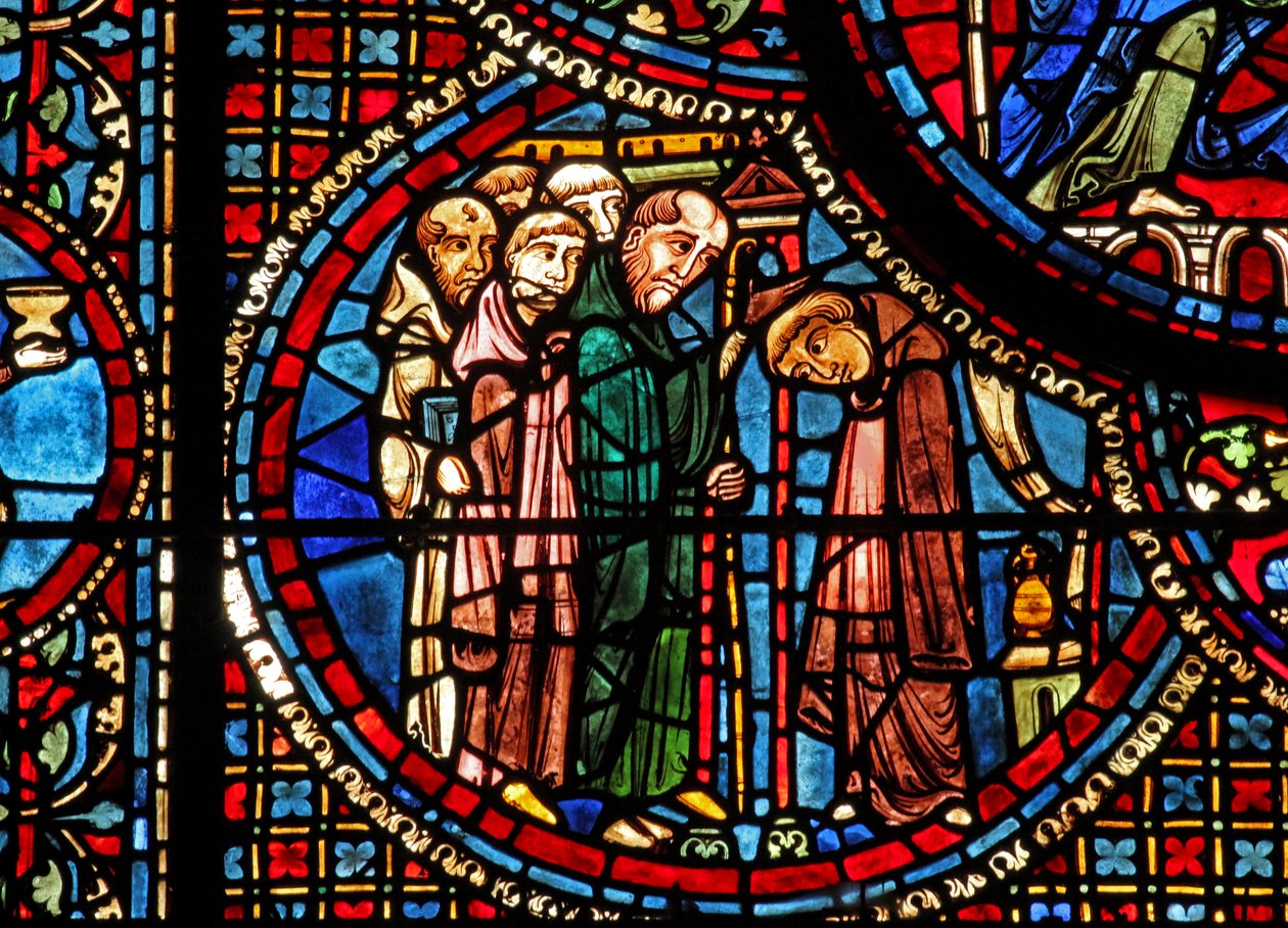 St Lubin-vinduet: han går inn i et kloster (w45) av French School