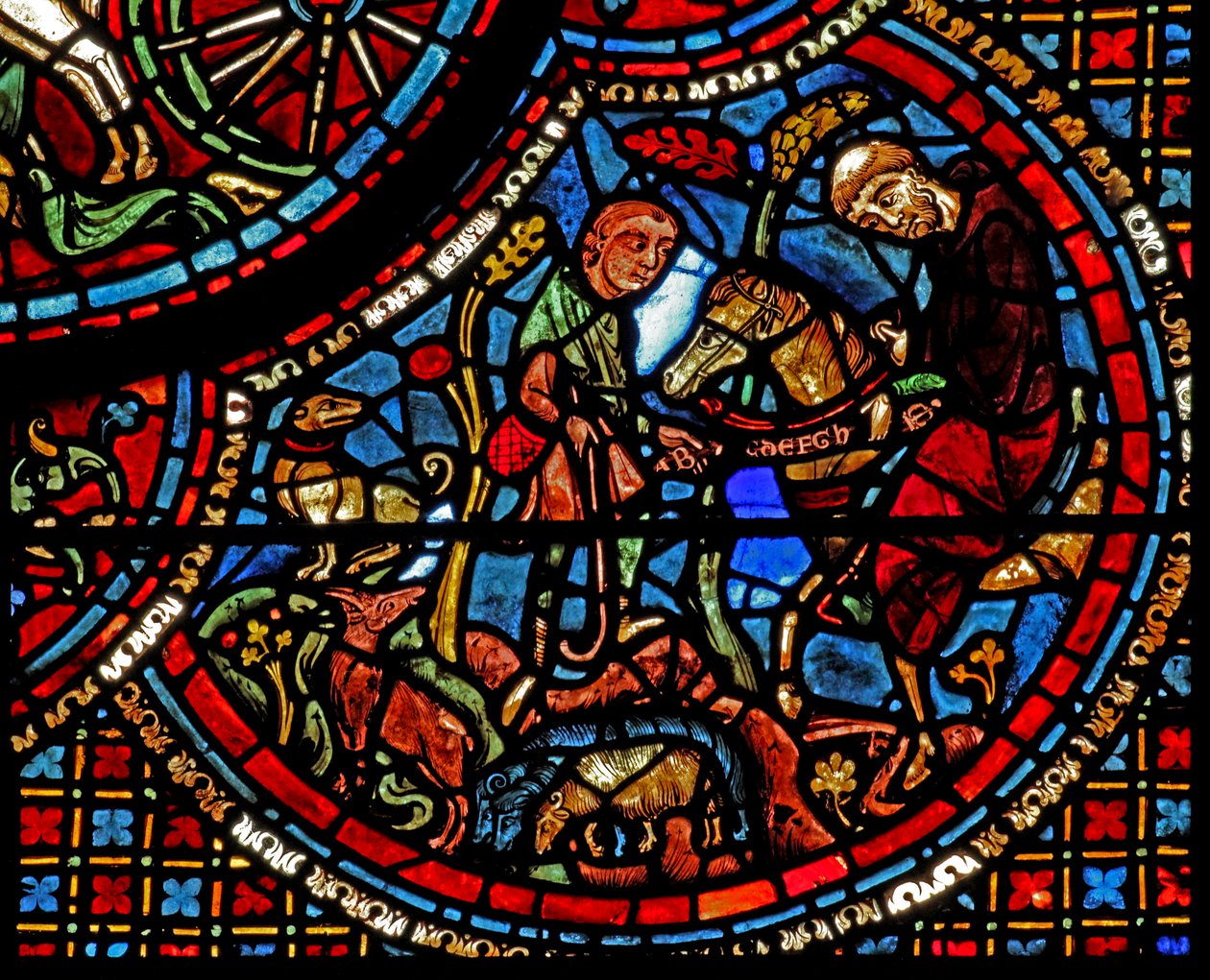 St Lubin-vinduet: utdannelsen hans - en munk gir ham et belte med et påskrevet alfabet (w45) av French School