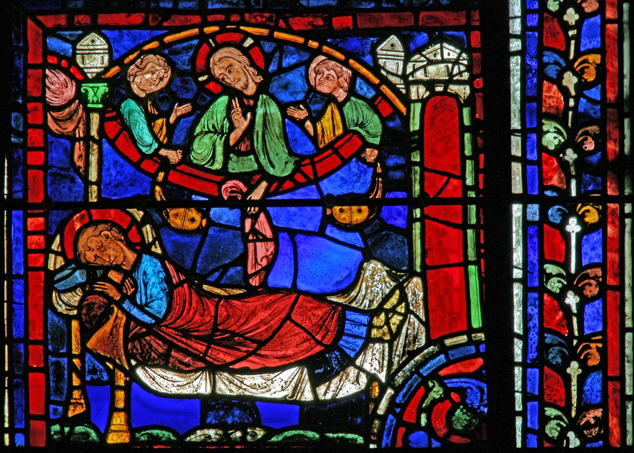 St Martin-vinduet: den hellige Kristus dukker opp i en drøm (w20) av French School